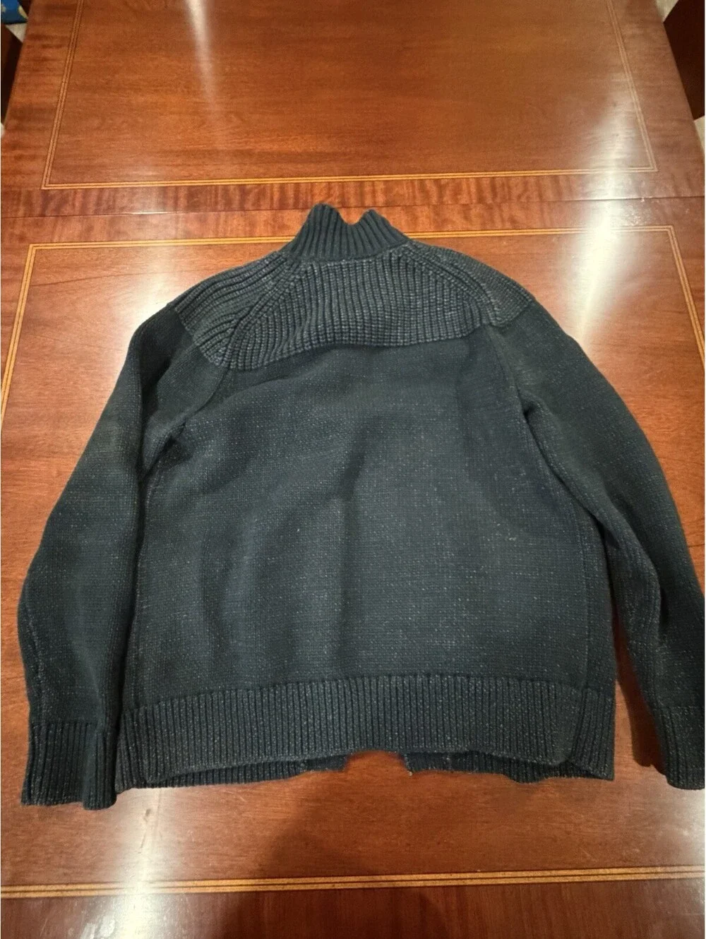 Banana Republic Black Ribbed Knit Crew Neck Button-Front Cardigan Sweater XL